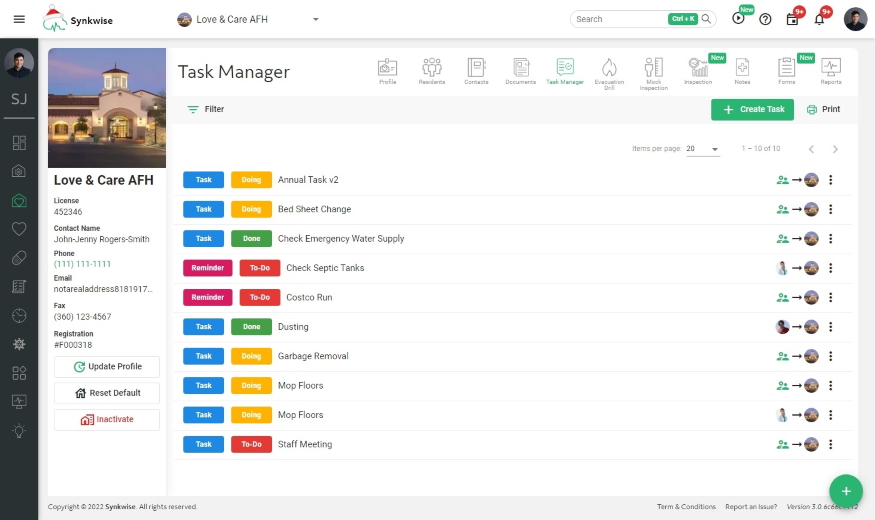 Facility Feature Task Manager